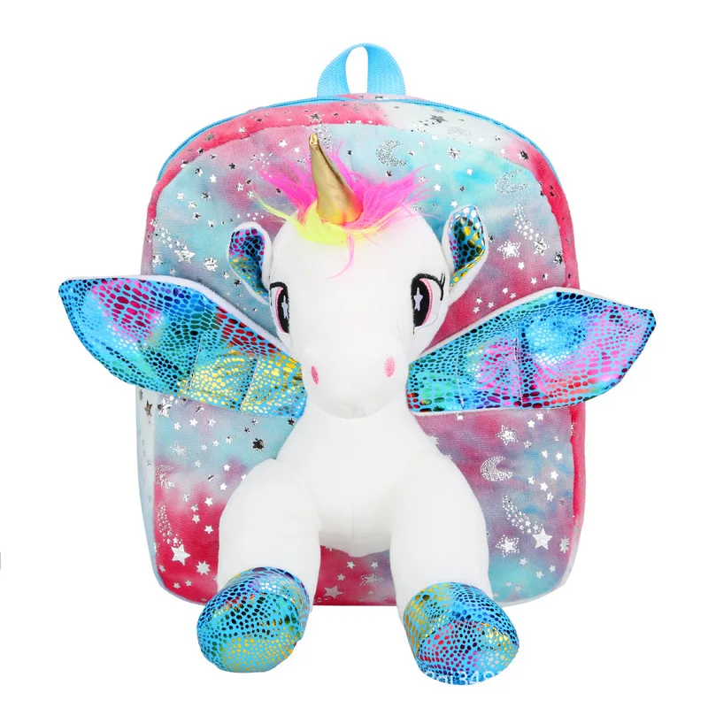 Kids unicorn plush toy bag school bag animal backpack cute cartoon toddler storage bag gift