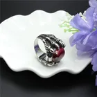 Ruby Fashion Zircon Rings Stainless Steel Ruby Ring Creative Punk Fashion Trend Dragon Claw Red Zircon Ring