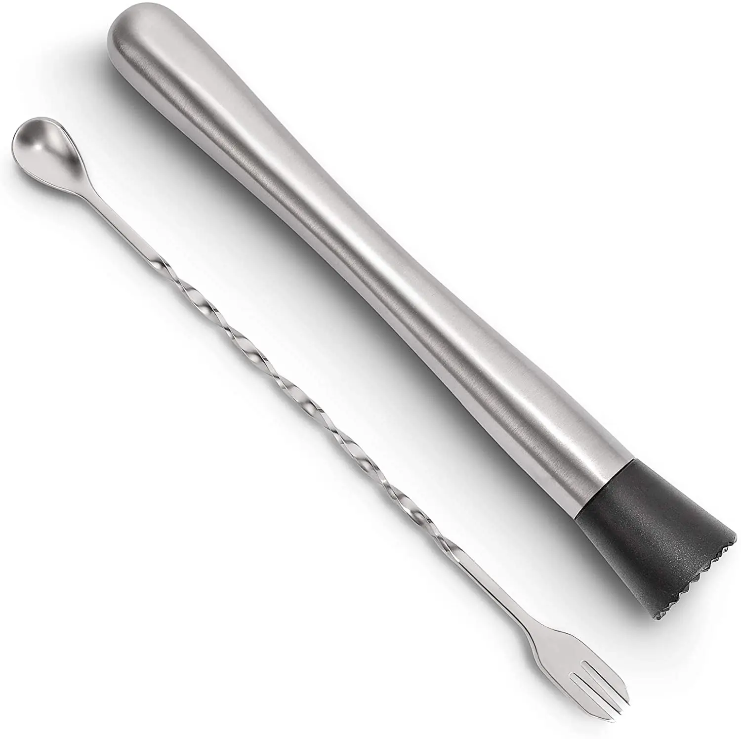 PHITUODA 2pcs 9 inch Stainless Steel Cocktail Muddler Bar Tool for Old Fashioned & Mojitos Drink 