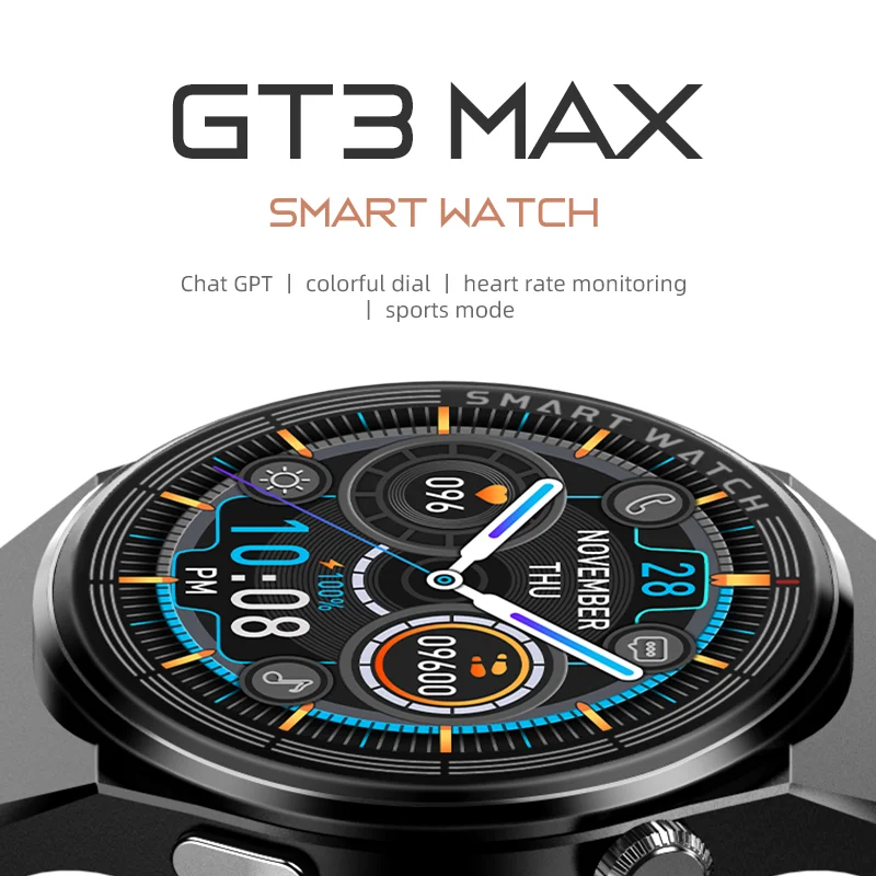 2024 Gt3 Max 1.53 Inch Sports Smart Watch Android With Blood Pressure Heart Rate Oxygen Detection Business Smartwatch For Men