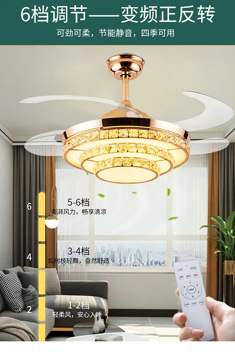 Crystal Ceiling Light Fan, 220v - detail 14