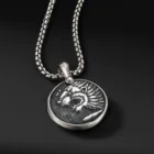 Pendant Mens Stainless Steel Gold Plated Medallion Gold Coin Pendant Men Lion Head Necklace