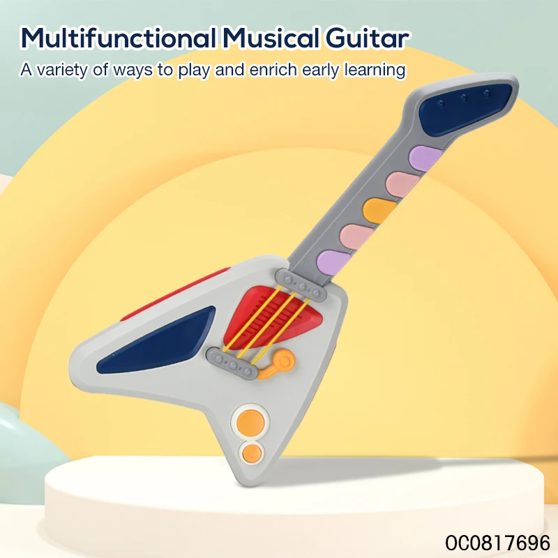 Musical baby small plastic guitar toys for boys and girls with light