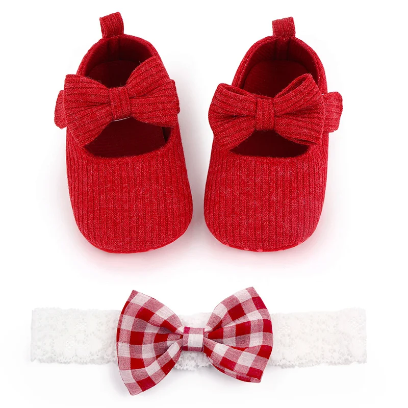 Hot Selling Baby Girl Shoes and Baby Hairband Headband Sets Design manufacture
