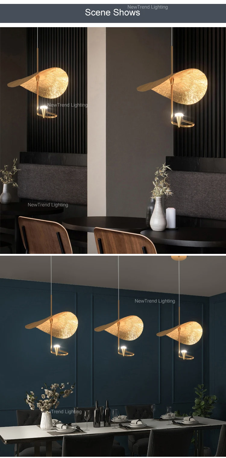 CPL-231 Plant Series Indoor Decoration Home Living Room Restaurant Copper Leaf Hanging Pendant Light factory