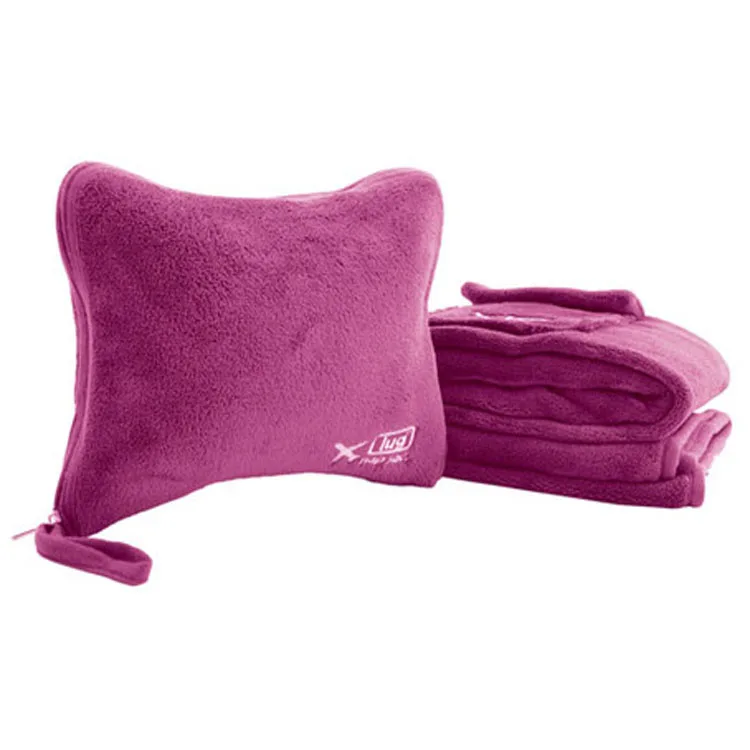 fleece 2 in 1 pillow travel blanket soft foldable custom airplane blanket