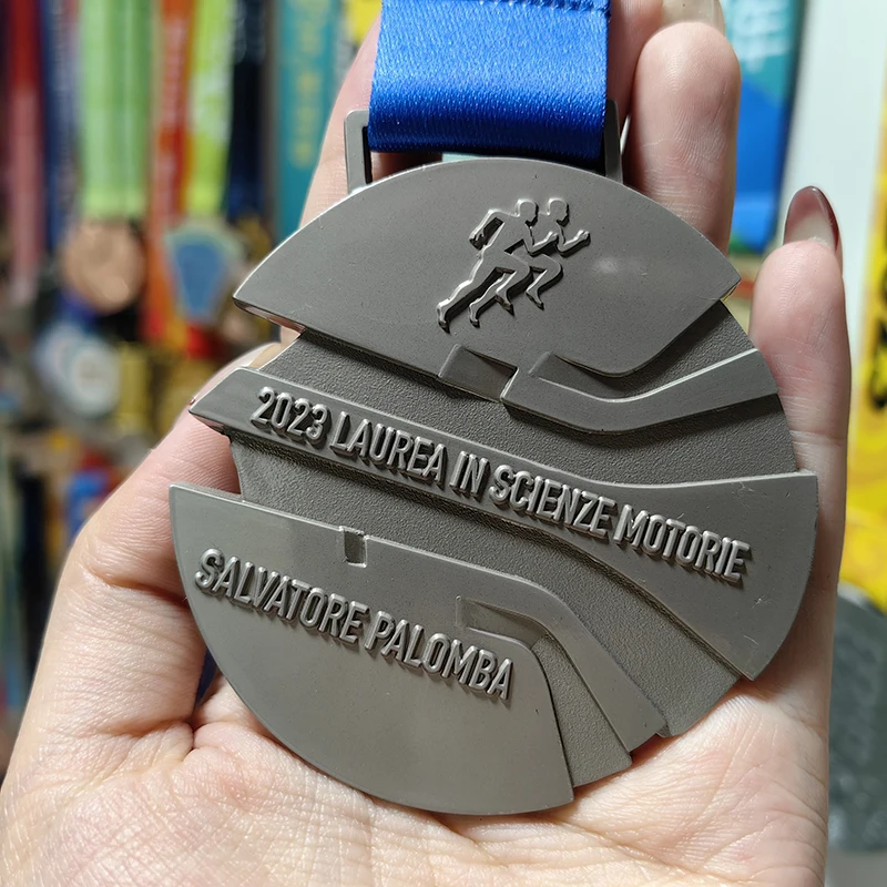 Custom Logo 3D Silver Sports Finisher Medal Finisher Marathon Fun Running Metal Medals with Ribbon supplier