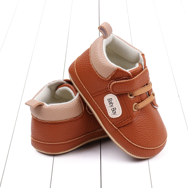 Spring and Autumn Leather Lettering Design Non-slip Baby Toddler Shoes for Boys and Girls details