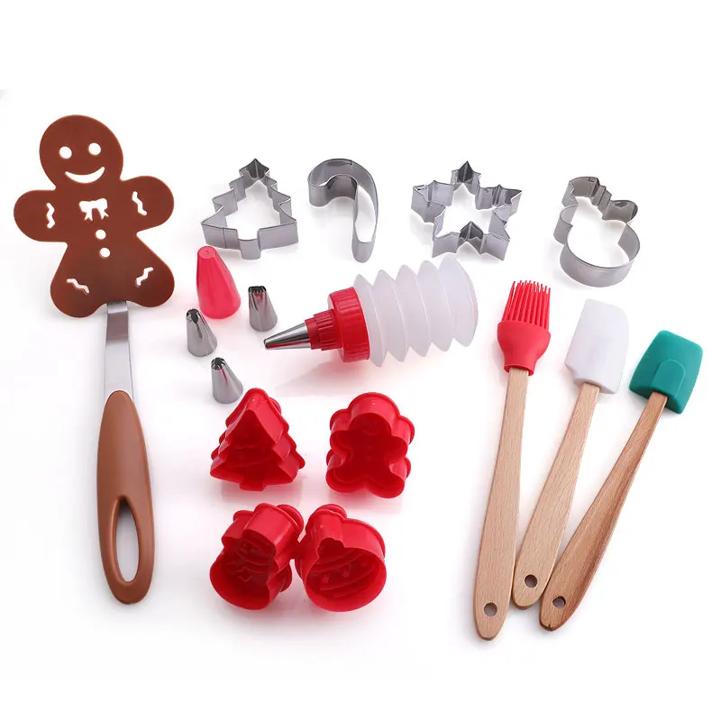 17Pcs set silicone spatula brush squeeze bottles plunger cutters baking cake biscuit cookie decoration tool