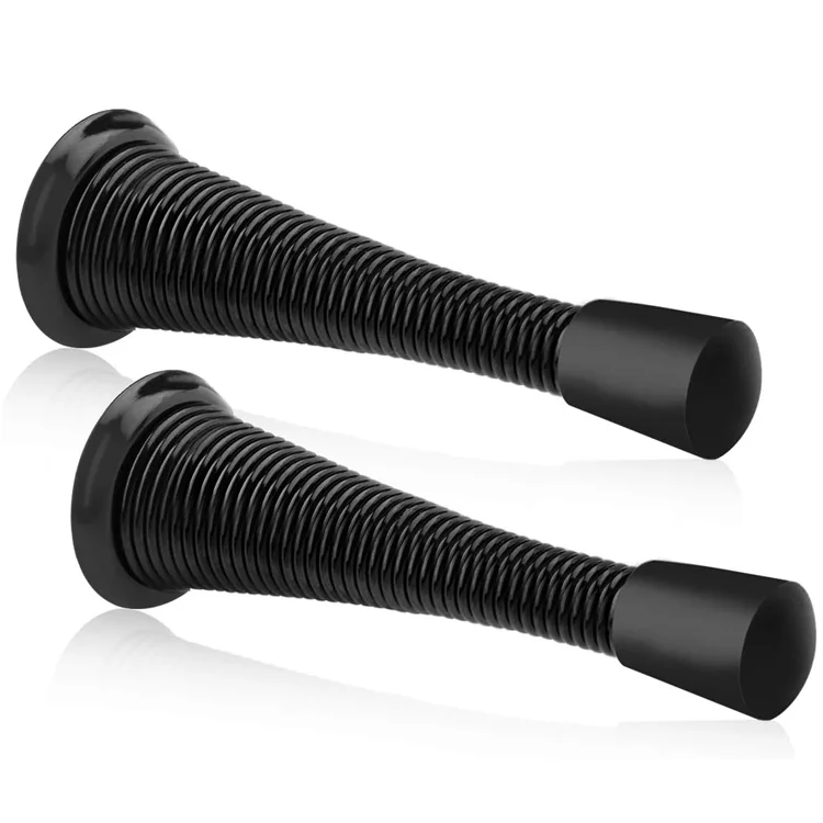 Zinc Plated 3-1/4" Flexible Spring Door Stopper White Rubber Bumper Tips for Outdoor and Hotel Applications factory