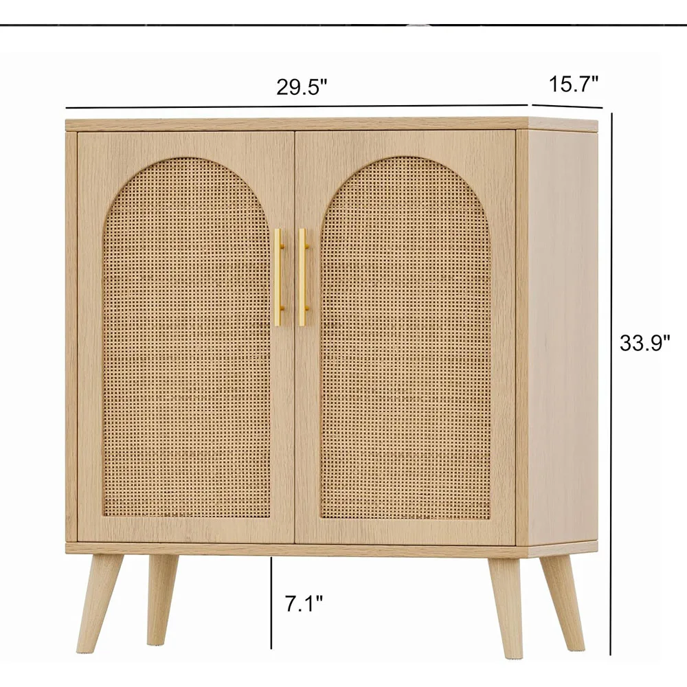 product modern sideboard buffet cabinet for home rattan storage wood doors accent bathroom floor and living room entryway-3