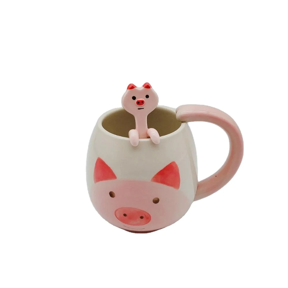 Hand-painting Custom Cartoon Pig Double Wall Ceramic Cute Mug With Pig  Shape Spoon - Buy Ceramic Christmas Mug With Spoon,Ceramic Coffee Mug With  Spoon,Ceram Mug Gift Product on 