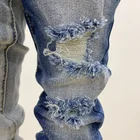 2 Tone Patchwork Destroy Washed Ripped Denim Children Trousers Boy's Distressed Jeans Kids Pants