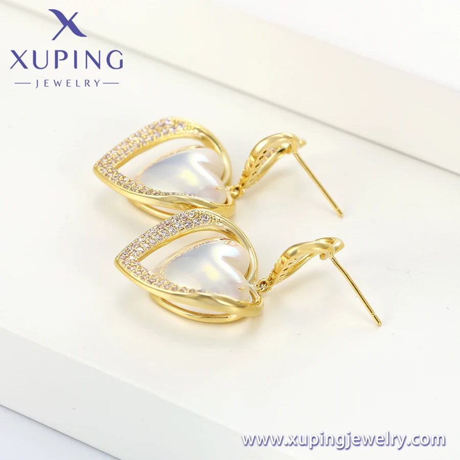 YMearring-808 xuping jewelry Royal luxury elegant peach heart-shaped diamond 14K gold-plated women's earrings