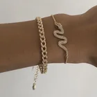 Jewelry New Arrival 2pcs/set Gold Snake Braclet Women Cuban Link Bracelet Bangle Jewelry For Ladies