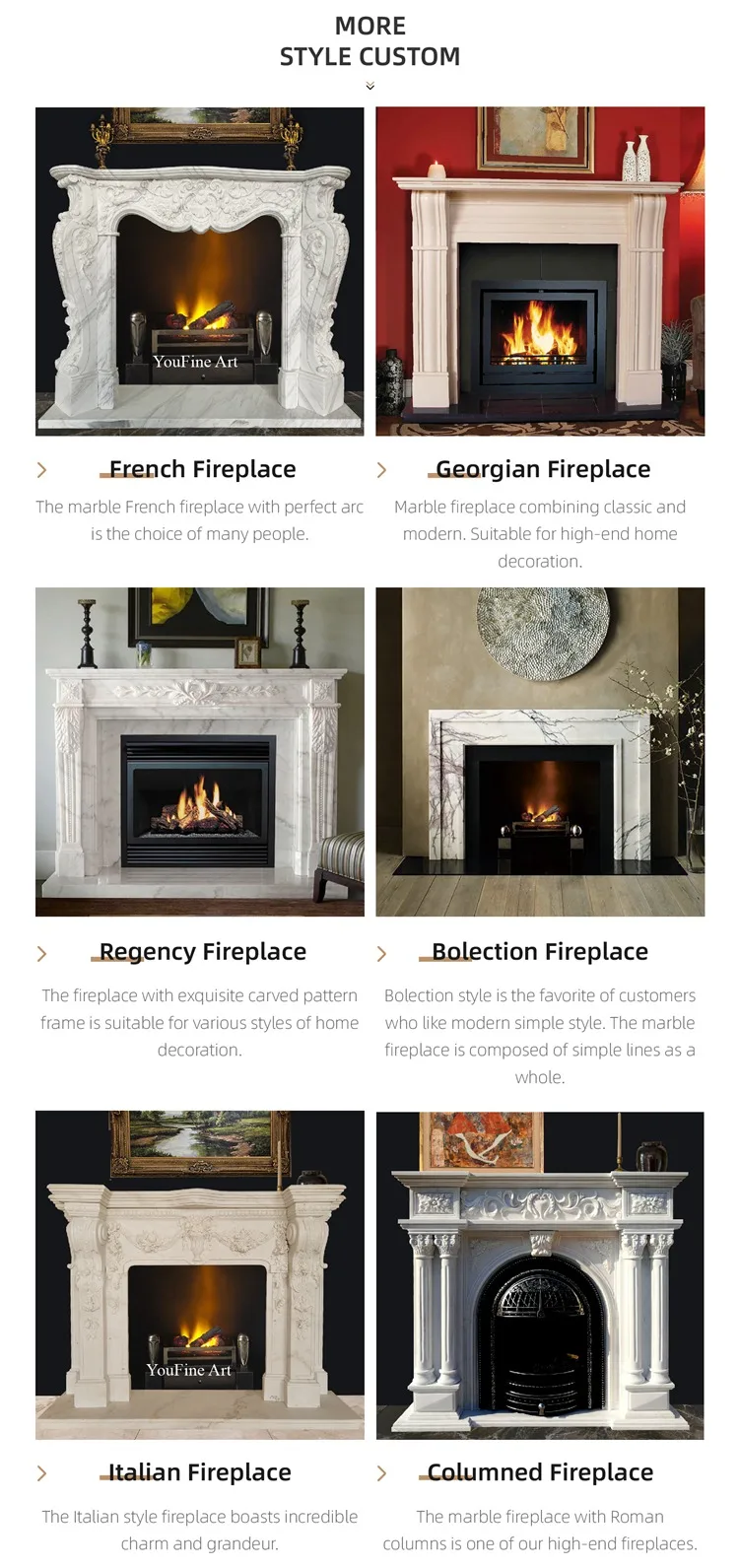 more style Marble Fireplace Surround