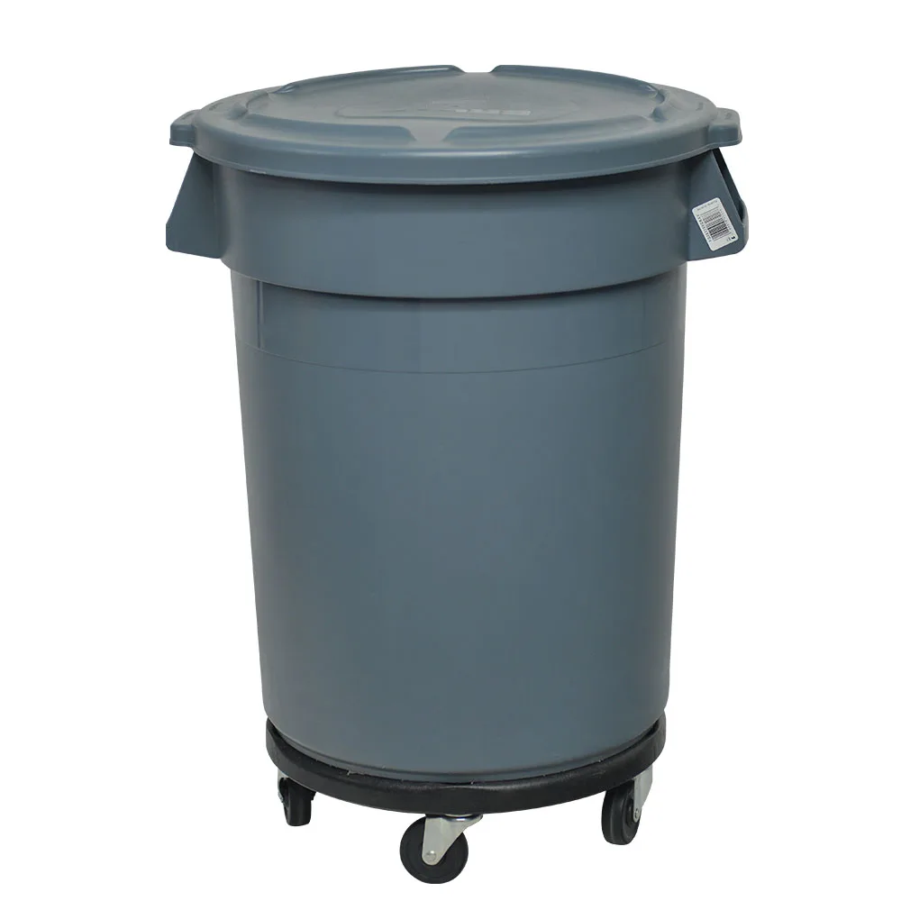 Heavy duty pommercial round plastic janitorial garbage bin dollies wheel trash can  dolly