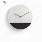 For Home Special Design Round Black And White Marble Wall Clock For Home Hotel Decoration