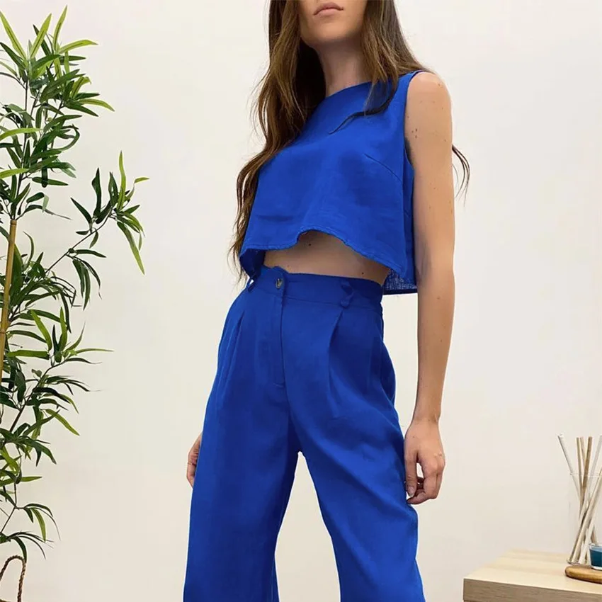 2 piece high waisted pants set