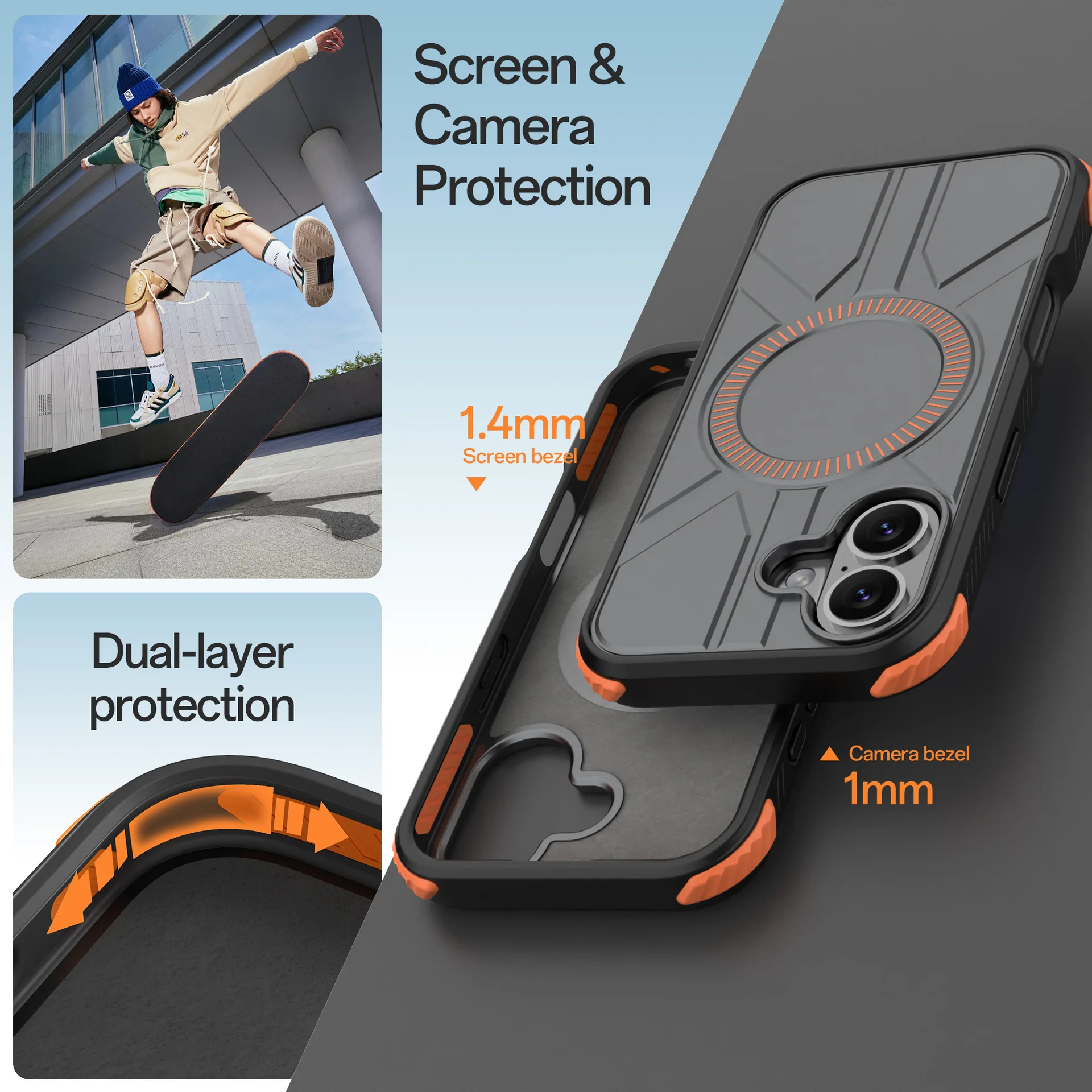 product magnetic defender armor phone case for iphone 17 pro max heavy duty shockproof rugged wireless charging cellphone back cover-7