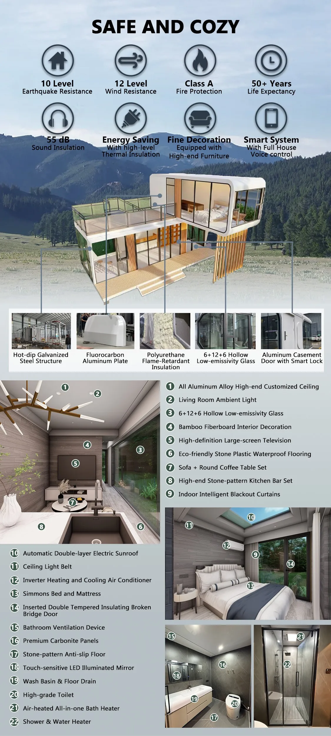 Custom Size and Design Prefabricated apple Cabin Capsule House 2 Floors supplier