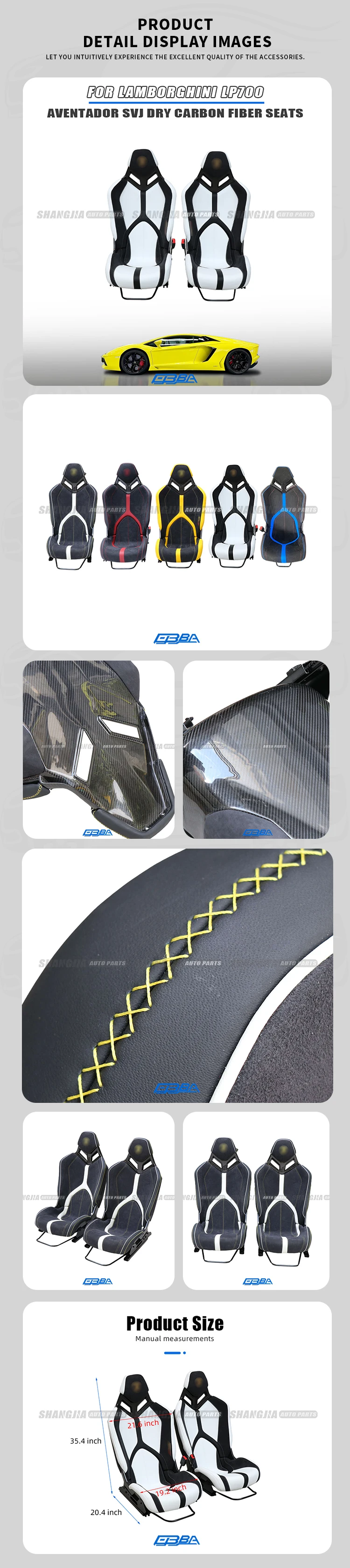 product at low price available customizable white dry carbon fiber racing seat for lamborghini lp700 aventador svj-3