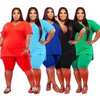 Clothing Plus Size Women Solid Color Clothing V Neck Casual Sports Plus Size 4XL 5XL Women 2 Piece Set