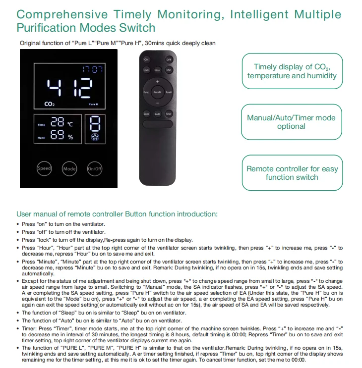 Mounted Erv Hepa Filter, Wall, WIFI, CO2 - detail 14
