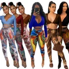 Top 2022 New Arrivals Crop Top Shirt And Printed Leggings Set Women 2 Piece Graphic Leggings And Shirt Set