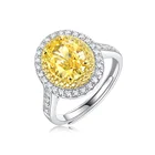 Yellow Gold Rings Oval Cut Yellow Cubic Zircon Wedding Dainty Infinity Solid Women14k Gold Custom Iced Out Rings