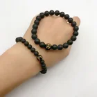 Natural Stone Black Agate Bracelet Set 8mm Single Circle Hand String