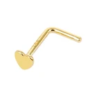 Piercing Jewelry 14Kt Gold Heart Top L Bend Nose Stud Rings Piercing Jewelry