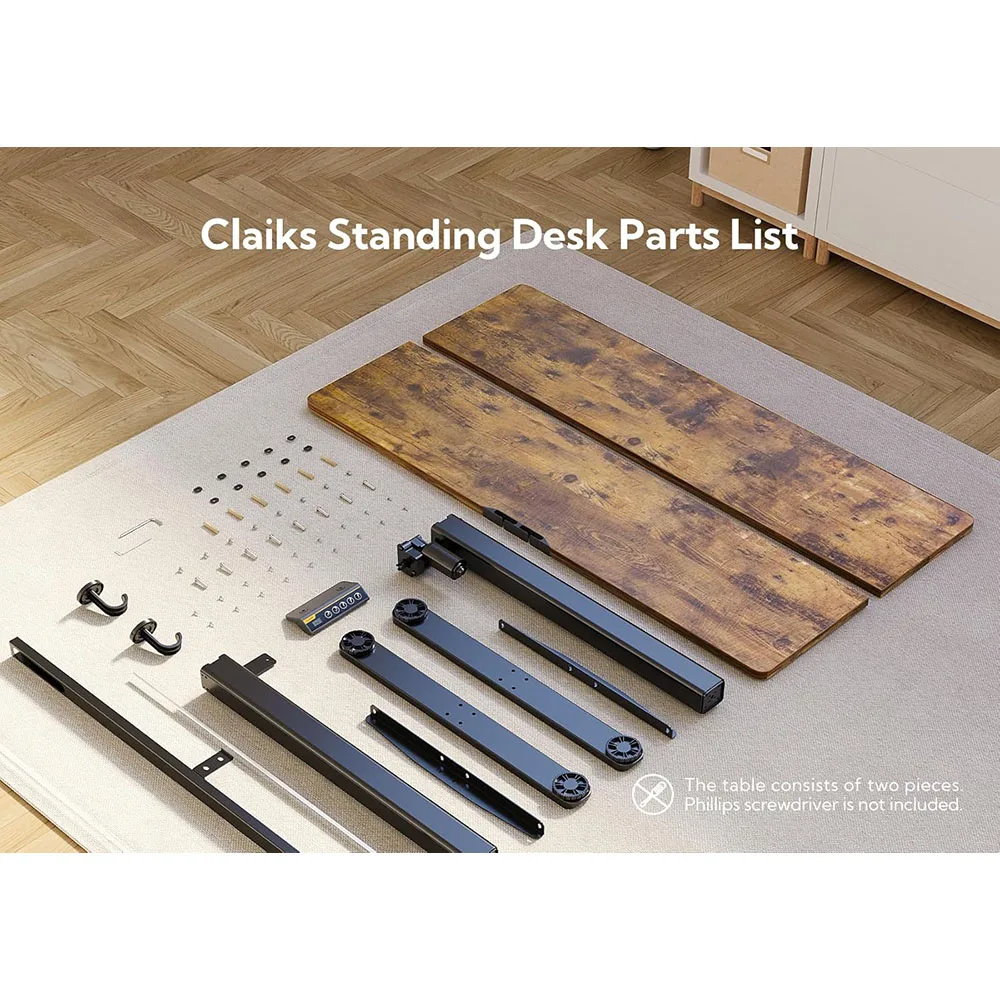 Electric 24x48 Inches Adjustable Height Stand Desk Home Office Black Frame Rustic Brown Top Electric Standing Desk factory
