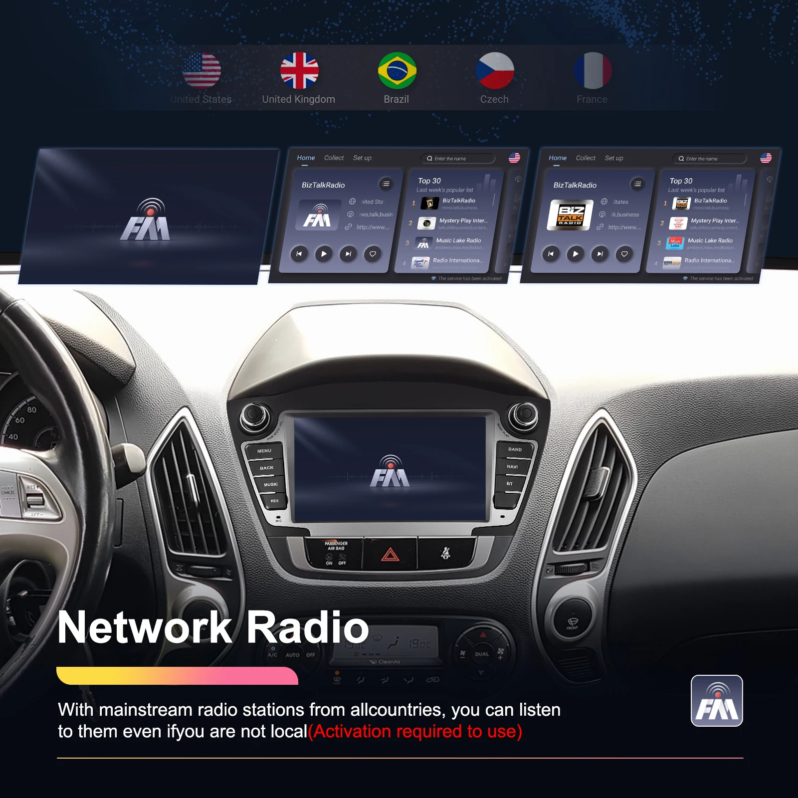 Podofo 7'' 2+64GB Android Car Radio Stereo Wireless Carplay Android Auto Wifi DVR EQ GPS for Hyundai Tucson/IX35 2009-2015 OEM A4251 details