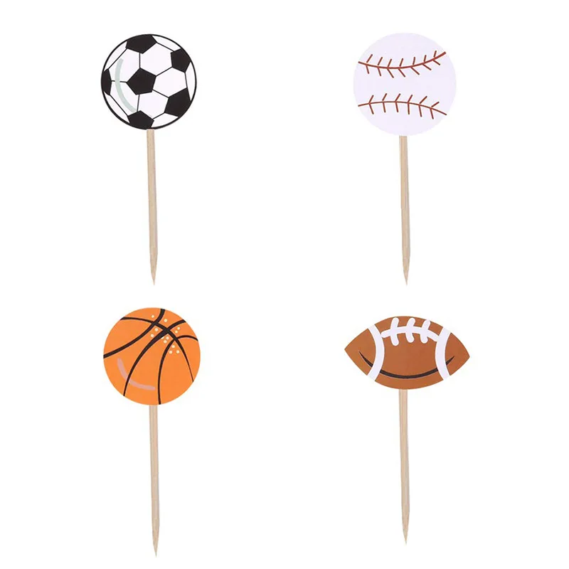 Football Basketball Baseball Rugby Cake Insert Card Sports Theme Baby Birthday Party Cake Decoration