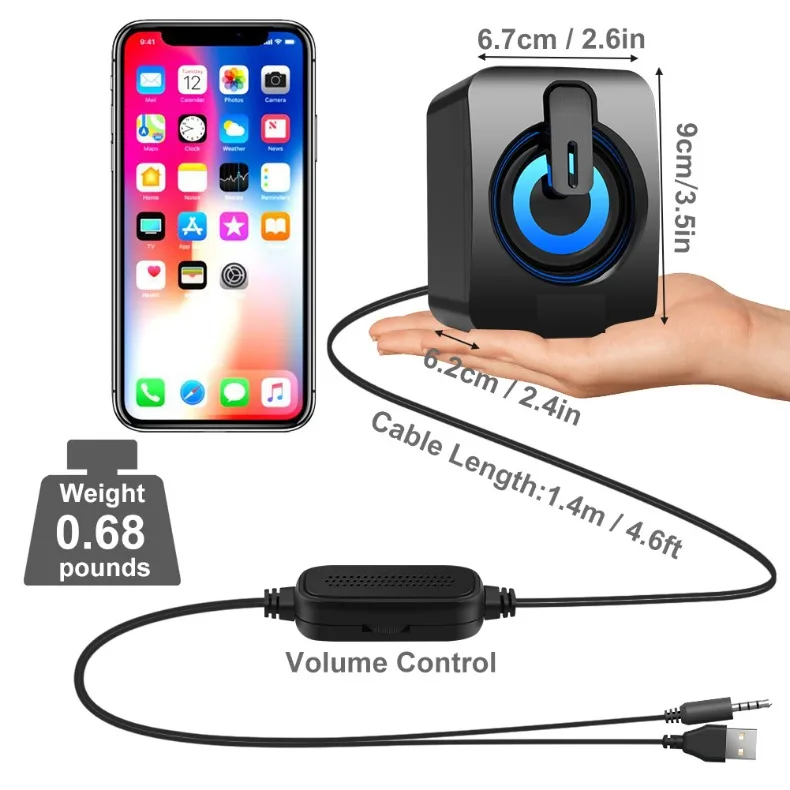 Colorful 2.0 Wired Usb Desktop Home Use Computer Speakers Karaoke