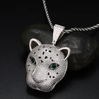 Stone Diamond Pendant Men's Iced Out Cubic Zirconia Stone Leopard Head Jewelry Hiphop Diamond Pendant