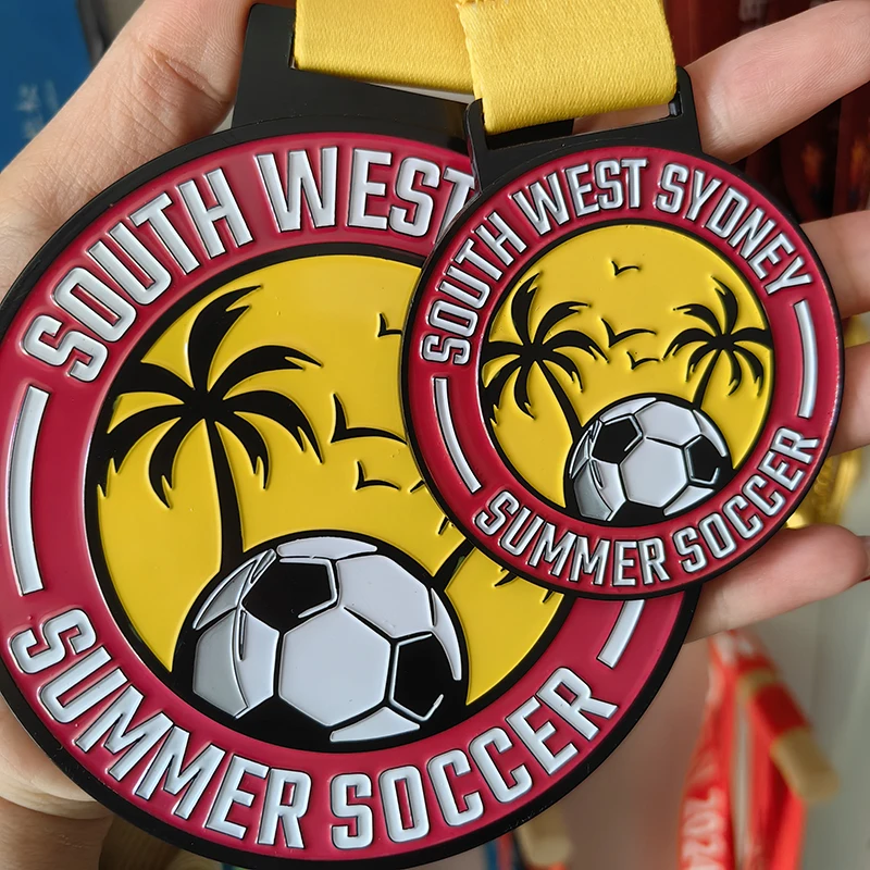Custom Metal Crafts Make Your Own Zinc Alloy Medal Football Marathon Race Soccer Sport Medals With Ribbon manufacture