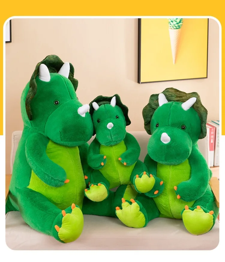 Custom Wholesale New Style 60cm Dinosaur Plush Toy Super Soft Adorable Green Dinosaur Dragon Lovely Gifts for Kid Plush Toys