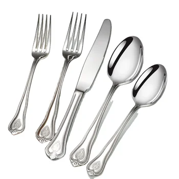 Lotus Series 18/10 High Quality Stainless Steel Cutlery Set 4 pcs Thickened Flatware For Wedding