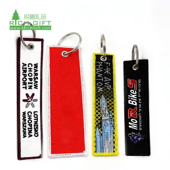 best selling twill double sided souvenir polyester airplane motorcycle fabric custom logo car woven embroidery keychain
