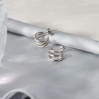 Hoop Glossy 925 Sterling Silver 18k Gold Plated Multilayer Laters Wire Triple Layers Hoop Earrings For Women
