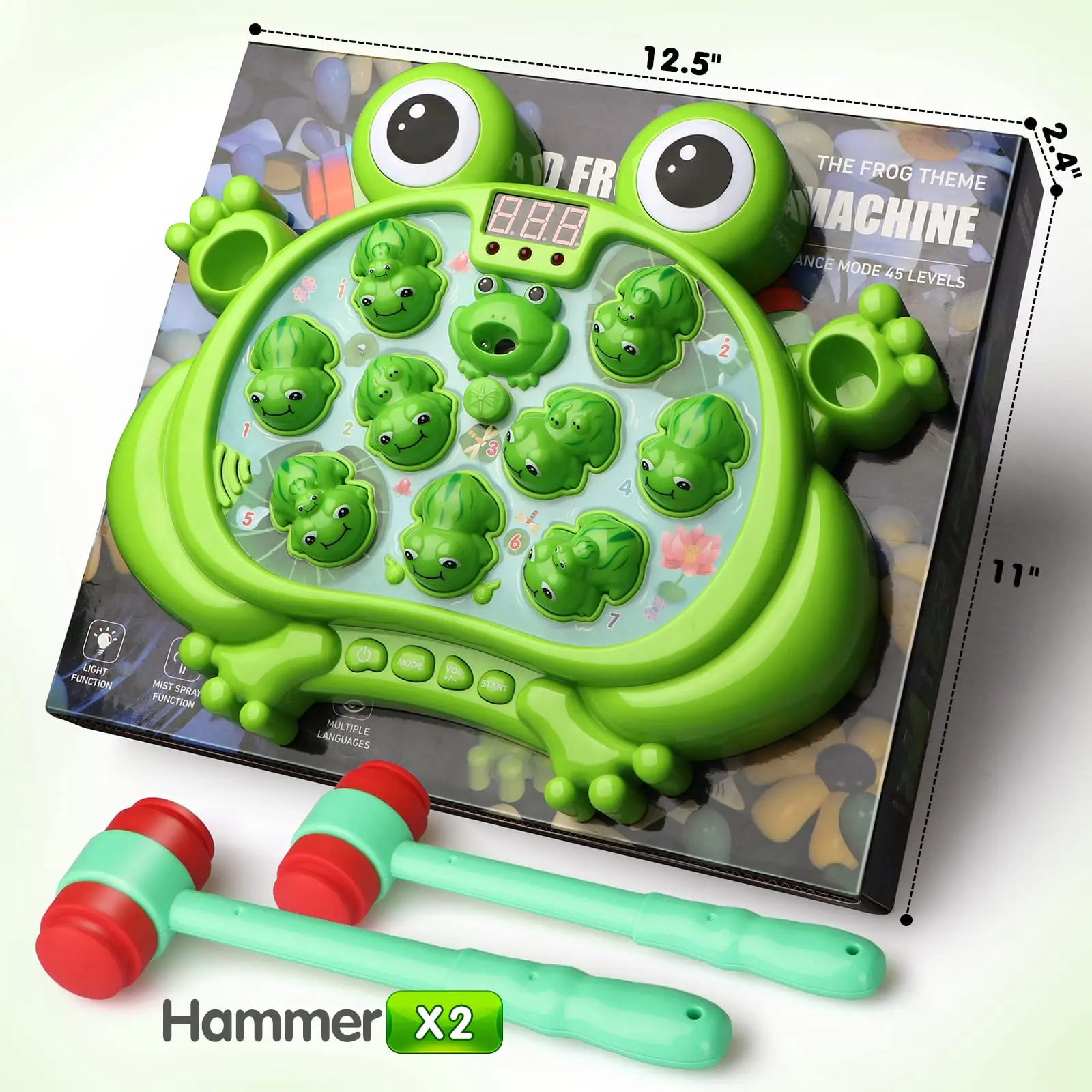 Interactive Whack A Frog Game For Kids Included Electronic Challenging Game Machine With 2 Hammers