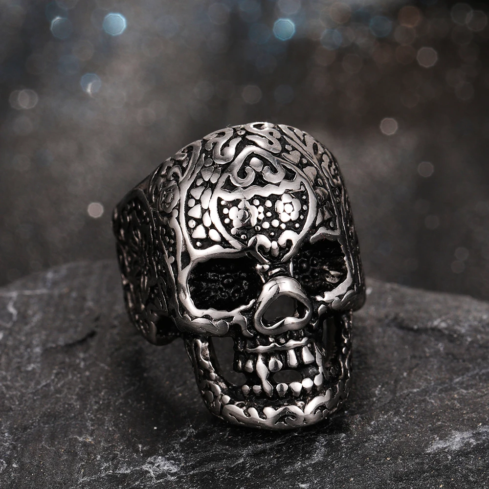 mens titanium skull rings