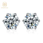 925 Silver Diamond Stud 925 Silver Diamond Moissanite 1ct 6.5mm Sterling Silver Stud Earrings