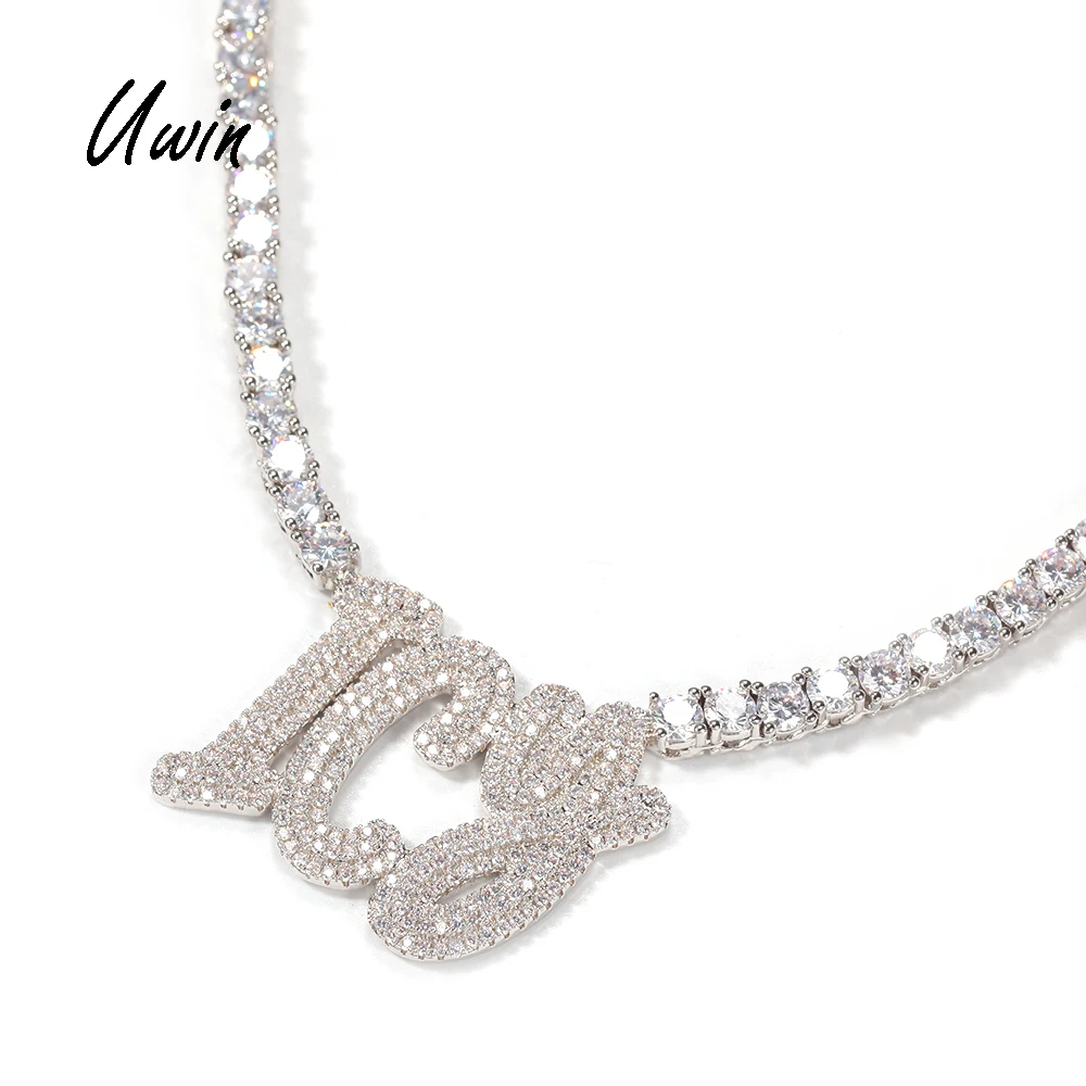 Uwin 18k Gold Plated Custom Name Iced 