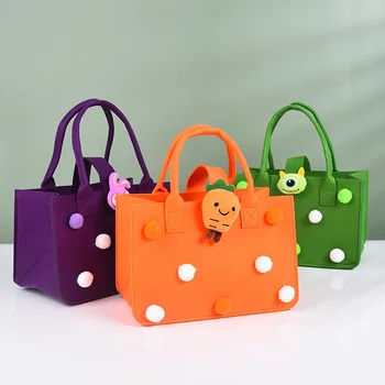 Wholesale Trendy Cute Cartoon Colorful Felt Tote Handbag Casual Bag for Girls