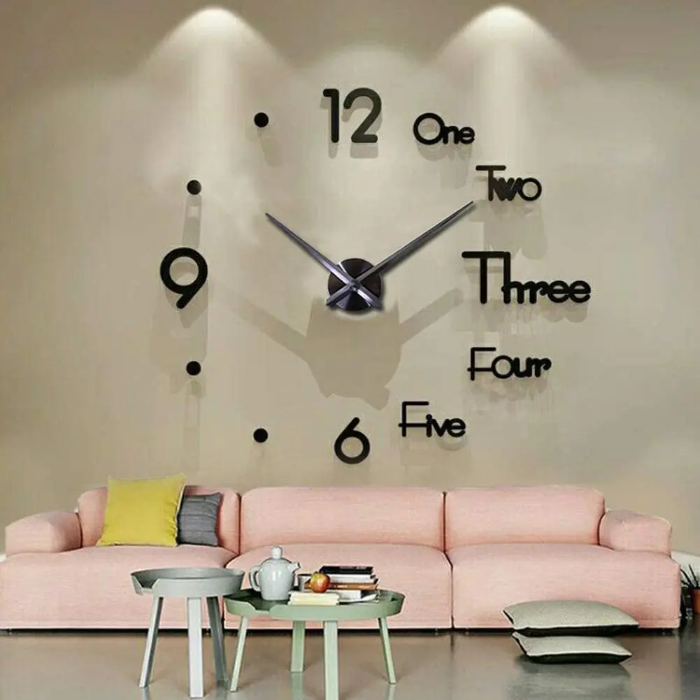 Art Moderne À faire soi-même Horloge Murale 3D Auto Adhésif Sticker Home Office Cuisine Décor 