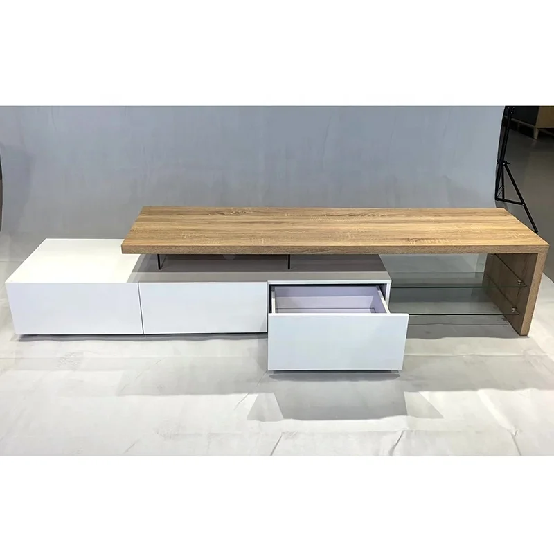 NOVA SGBQ003 Wooden Glass Tv Stand High Gloss Melamine Tv Rack Furniture Modern Stand 2021 Living Room Furniture