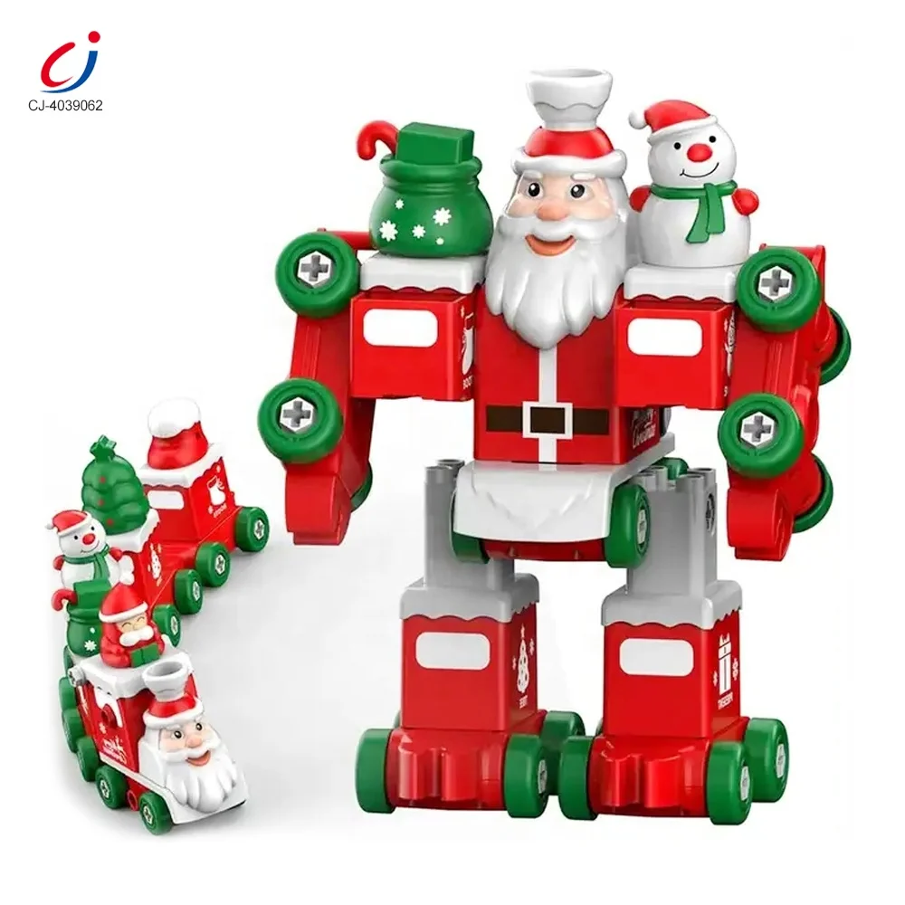 Chengji SETM christmas train set deformation santa claus robot construction building toys take apart 5 in1 diy deformation robot